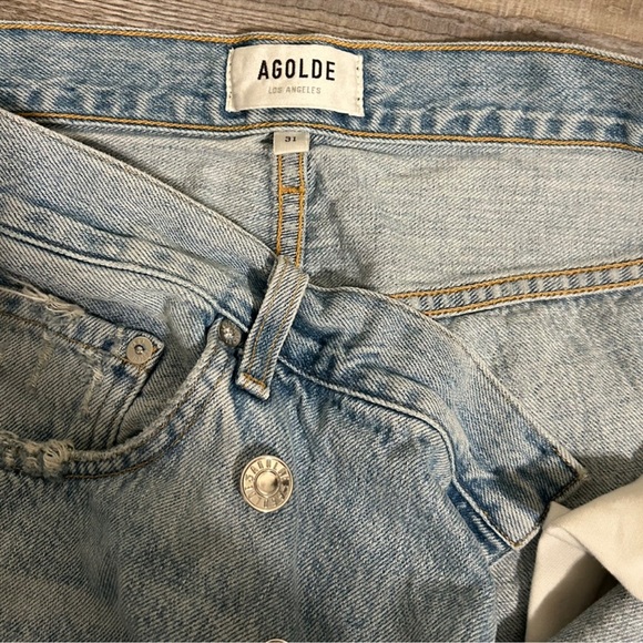Agolde Blue Criss Cross Straight Leg Jeans High-Rise - Picture 4 of 6